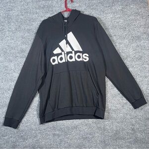 Adidas Men’s XL Black White Logo Hoodie Streetwear Casual Sweatshirt